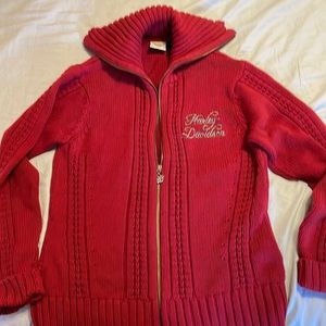 Harley Davidson deep red cable knit sweater